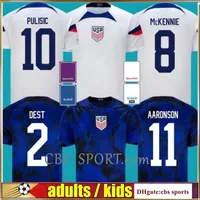 2022 Pulisic USAS McKennie Soccer Jerseys Ertz Altidore 22 23 Reyna McKennie Morris Dest Yedlin Adams Thailand Football Estados Unidos USMNT Lletget Men Kit Kit