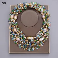Naszyjniki wisiorek guaiguai biżuteria 18 "-24" 4 pasm 25 mm naturalny fioletowy Keshi Perła Kolny kryształowy naszyjnik dla kobiet