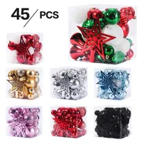 Christmas Decorations 45Pcs Balls with Tree Topper Xmas Treen Plastic Ball Ornament Pendant Year Home 221201