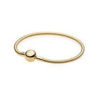 925 Silverkedja Guldarmband Kvinnor passar Pandora Diy Charm smycken pärla Tillbehör Grundläggande armband med Origina Box256Q