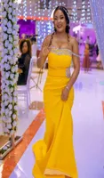 African Yellow Mermaid Bridesmaid Dresses Off Shoulder Long with Crystal Satin Plus Size Maid of Honor Dress Customized Formal Eve7897164