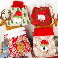 Christmas Decorations Gifts Santa Claus Gift Bag Linen Candy Home Hanging Pendants Xmas Decoration