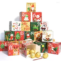 Christmas Decorations 24pcs pack Gift Bags Countdown Digit Santa Claus Snowman Xmas Favor Bag Chocolate Candy Cookie Pouch Wrapping Supplies