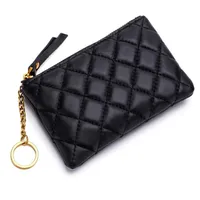 Card Holders Sheepskin Leather Small Wallet Key Holder Case Coin Purse Zip Pouch MINI 1pcs224O