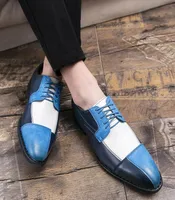 High Quality Oxford Shoes Men PU Leather Fashion Pointed Toe Trend Color Matching Simple Classic Casual Lace Up British Business F2290058