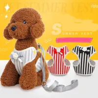 Dog Collars Products Of 2022 Leash For Small Pets Striped Bowknot Dress Chest Back Rope Set Cat Harness Vest