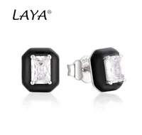 Laya 925 Sterling Silver Stud Earrings For Women Fashion Simplicity Synthetic Crystal White Enamel Party High Quality Trendy Origi6913551