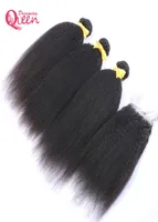 Brazilian Kinky Straight Hair Bundles With Lace Closure Virgin Human Hair 3 Bundles With 4x4 Lace Closure Unprocessed Brazilian Ha4528790