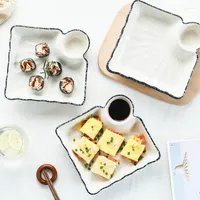 Platos Dumpling Hogar con salsa Ceramica plato plato creativo de vajilla japonesa cena de cer￡mica rectangular vajilla