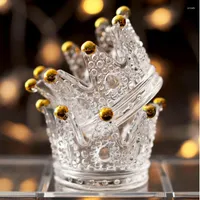 Smyckespåsar 1st Creative Glass Crown Candlestick Präglad Ring Beauty Egg Tray Put Cosmetic Shelf Storage Box