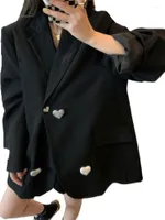 Trajes de mujer Botón de amor Black Bf Style Blazer Suit Chaqueta Spring y Autumn Fashion Ladies Manga larga Mujer Vestido N1544