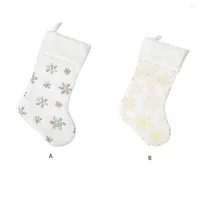 Christmas Decorations Snowflake Stockings Gift Packaging Short Plush Socks Wedding Hanging Pendant Xmas Tree Goodie Bag Navided