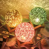 Night Lights Romantic Rattan Ball Starry Bedroom Colorful Table Lamp Home Decor Bedside Moon Birthday Holiday Gifts