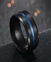 8mm Color Titanium Steel Groove Band Rings Interi WireDrawing Men and Women European American4439985