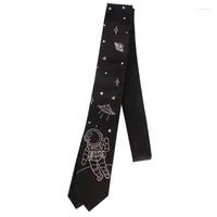 Bow Ties Men&#39;s Original Tie Embroidery 7cm Black Necktie Shirt Accessories For Men Women Hand-made Uniform Astronaut