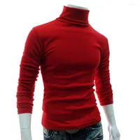 Herrtröjor 2022 Autumn Winter Sweater Men Turtleneck Solid Color Casual Slim Stickovers Turtieneck Wool Mens