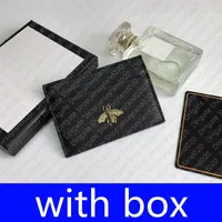 523685 BEE ANIMALIER CARD CASE Designer Mens Leather Card Holder Mini Pocket Organizer Wallet Coin Purse Fashion Signature Cardhol247w