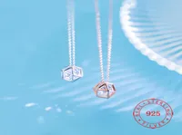 925 Sterling Silver Crystal Hollow Polygon Zircon Necklace Geometric Pendant Jewellry rose gold plated modern fashion jewelry2893053