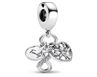Family Infinity Triple Dangle Charm 925 Srebrny Pandora UK Crystal CZ Momenty na Święto Dziękczynienia Fit Charms Bransoletki Bracelets Jewel2767130