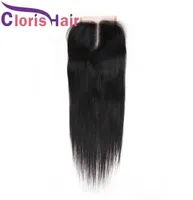 Middle Part Raw Virgin Indian Human Hair Closure Half Hand Tied 4x4 Silk Straight Body Deep Wave Swiss Lace Top Closures Piece Nat1766934