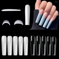 False Nails 504pcs Bag 2XL No C-Curve Square Nail Tips Ballerina Extra Long Press On ABS Coffin Clear Full Cover XXL Fake