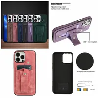 Multifunctional Card Package 360 Holder Cases For Iphone 14 Pro Max 13 12 11 X XS XR 8 7 Plus Fashion ID Card Pocket Pack Leather Soft TPU Credit Slot Box Phone Back Cover