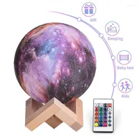Night Lights 3D Printing Starry Sky Light Rechargeable Touch Color Changing Remote Control Creative Home Decoration Moon Lamp Children's