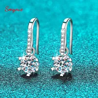 Charm Smyoue 0.5ct 5mm 100 ٪ أقراط قطرة أصلية للنساء D Color Snowflake S925 Sterling Silver Wedding Jewelry 221130