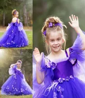 New Purple 2023 Flower Girl Dresses Ball Gown Tulle Little Girl Wedding Vintage Communion Pageant Gowns GB1114S56652981