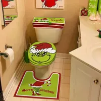 Toilet Seat Covers 4pcs Christmas Green Elf Cover Monster Cushion Mat Decorations Bathroom Aceesories Bath Set 221130