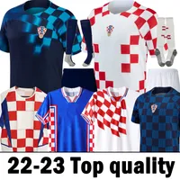 2022 Chorwaas Modric Soccer Jerseys Retro 1998 2002 Croazia Perisic Mandzukic Kovacic Kramaric Suker Brozovic Rebic Bilic Boban Footabll Koszulki Mężczyzn Kobiet Kids Zestawy dla dzieci