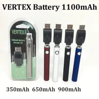 Vertex Vape Battery USB Charger Kit 350 650 900 1100 MAH 510 Tr￥d F￶rv￤rmd f￶r￥ngare E Cigaretter Vapes Pen VV -batterier f￶r atomisatorer Patroner