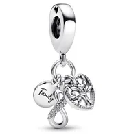 Family Infinity Triple Dangle Charm 925 Srebrny Pandora UK Crystal CZ Momenty na Święto Dziękczynienia Fit Charms Bransoletki Bracelets Jewel6001069