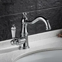 Bathroom Sink Faucets GIZERO Basin Faucet Luxury Style Chrome Brass Crystal Mixer Ceramic Handle Vanity Tap Pia Do Banheiro ZR614