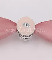 Andy Jewel Authentic 925 Sterling Silver Beads Happy Birthday Cake Charms Fits European Pandora Style Jewelry Bracelets Necklace3279861