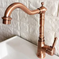 Kitchen Faucets Antique Copper Basin Faucet Single Lever Handle Swivel Spout Bathroom Sink And Cold Water Taps 2nf399