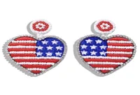 Designer de luxe entier exag￩r￩ charmant mignon color￩ perl￩ am￩ricain am￩ricain drapeau coeur de coeur boucles d'oreilles pour femmes filles 4885900