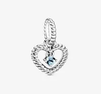 100 925 Sterling Silver Aqua Blue Beaded Heart Dangle Charms Fit Original European Charm Bracelet Fashion Women Jewelry Accessori5206358