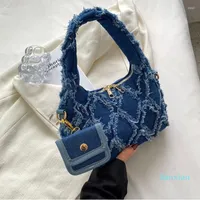 Evening Bags Small Denim Shoulder For Women Luxury Designer Handbag And Purse Female Casual Tote High Quality Armpit Bag Clutch