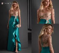 2022 Elegant formal mermaid prom Evening Dresses wear Beads O Neck Half Sleeves Side Split Women Formal Prom Gowns cocktail Party 7546904