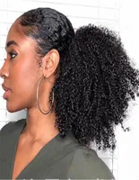 Afro Culry Ponytail Curly Curly Buns رخيصة الشعر مقطع شعر صناعي في كعكة للنساء السوداء 8106831