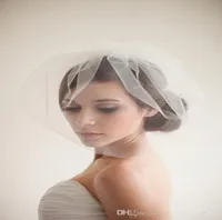 Hela billiga nya Short Mini Wedding Face Veil Simple Bridal Veil Head Huvudkläder Tulle hårtillbehör Huvudstycke1304004
