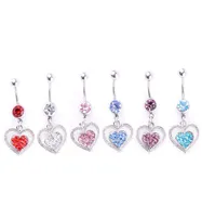 D0879 Serce Belly Bell Button Ring Mix Colours01234563268056
