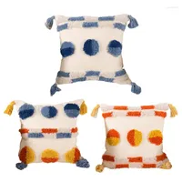 Kuddefodral Tassels Boho Throw Woven Tufted Blue Orange Circle Cushion Cover Dropship