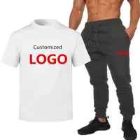 Herren-Tracksuiten Oimg 2pcs Sets Print T-Shirts Pant DIY Custom Logo Text Bild Sportswear Fashion T-Shirt Jogginghose Casual Trainingsuit
