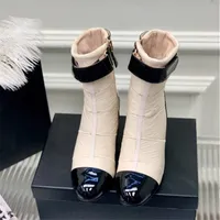Vintage Versatile Color Matching Women Boots The Latest Style Metal Thick Heel Down Boot Size 35-39