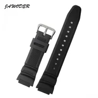 Jawoder Watchband 25mm Black Silicone Rubber Watch Band Rand för Casio AE-1000W AQ-S810W SGW-400H SGW-300H Sports Watch Strap333L