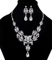 2022 Fashion Crystal Adjustable Bridal Jewelry Sets Wedding Rhinestone Necklace Earrings Jewelry Set Cheap Wedding Accessories9641798