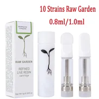 Raw Garden Cartridge Atomizers 0.8ml 1.0ml 빈 vape 카트리지 포장 E 담배 세라믹 카트 두꺼운 오일 펜 펜 기화기 510 스레드