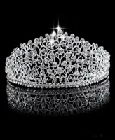 Sparkling Silver Big Wedding Diamante Pageant Tiaras Banda de cabelo Crowns de Crystal Bridal para noivas Capacitadas de jóias do concurso de baile de baile2896504